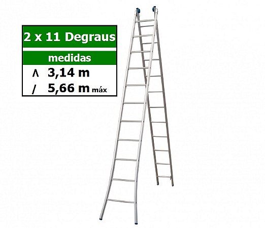 Escada Abrir e Estender 11 Degraus 3,14 X 5,66 m Alumínio Alumasa