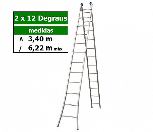 Escada Abrir e Estender 12 Degraus 3,40 X 6,22 m Alumínio Alumasa