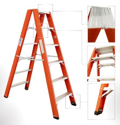 Escada Tesoura Duplo Acesso Fibra Vidro FADA-5 altura 1,60 M