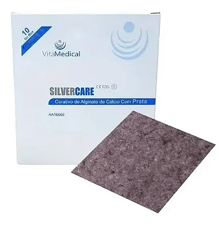 CURATIVO ALGINATO C/ PRATA AG 15X15 SILVERCARE VITAMEDICAL