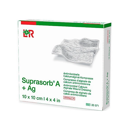 CURATIVO ALGINATO C/ PRATA AG 10X10 SUPRASORB A +AG - L&R