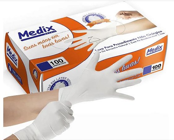 LUVA LATEX COM PO TAM M 100UN MEDIX