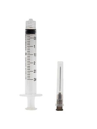 Seringa 03ml c/ag B.Rosca Luer Lock 25x7 Medix