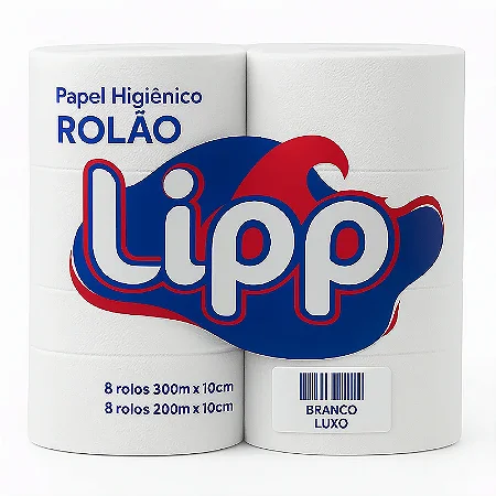 PAPEL HIGIÊNICO ROLAO LIPP BRANCO LUXO 300M C/8