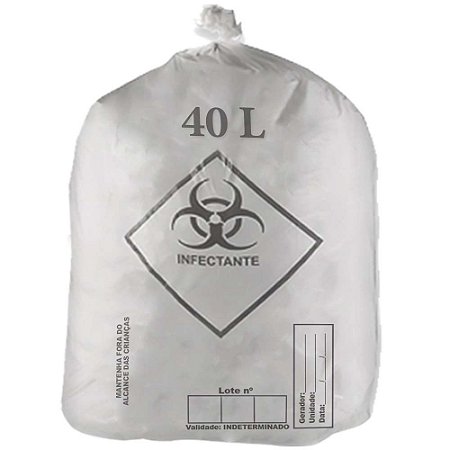 SACO PARA LIXO BRANCO HOSPITALAR  40L C/100