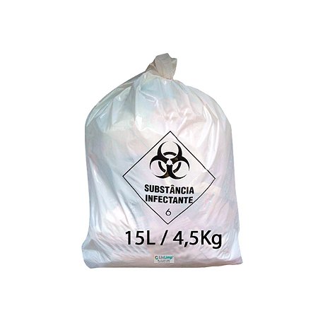 SACO PARA LIXO BRANCO HOSPITALAR  15L C/100