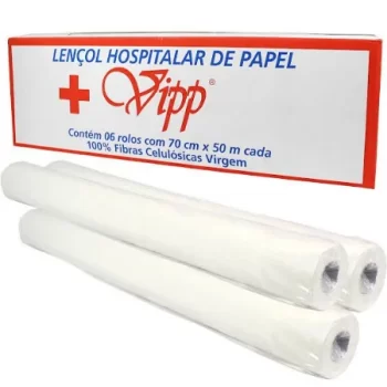 LENÇOL HOSPITAL DESCARTÁVEL VIPP 50CMX70CM COM 6RLS COM PICOTE