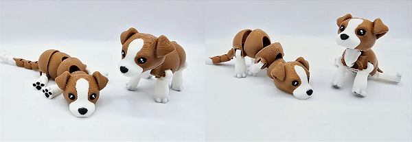 Cachorrinho  articulado - cor marrom e branco