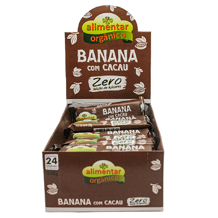 Barra de Banana e Cacau sem Adição de Açúcar Orgânica Alimentar Display 22x24 g