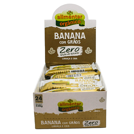 Barra de Banana e Grãos Sem Adição de Açúcar Orgânica Alimentar Display 22x24 g