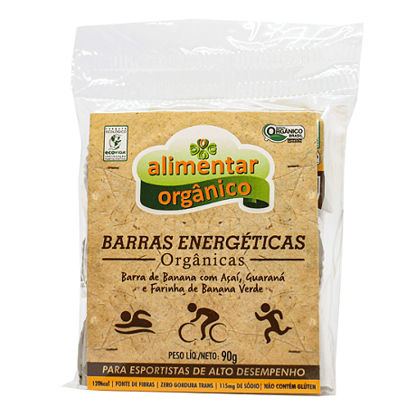 Barra Energética de Banana Orgânica Alimentar Pacote 3x30 g