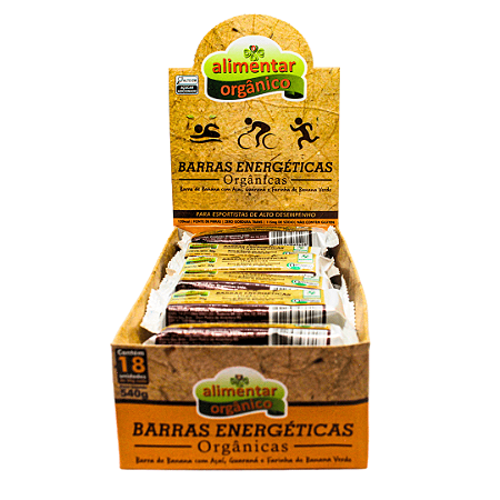 Barra Energética de Banana Sem Adição de Açúcar Orgânica Alimentar Display 18x30 g