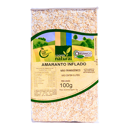 Amaranto Inflado Orgânico À Vácuo Coopernatural 100 g