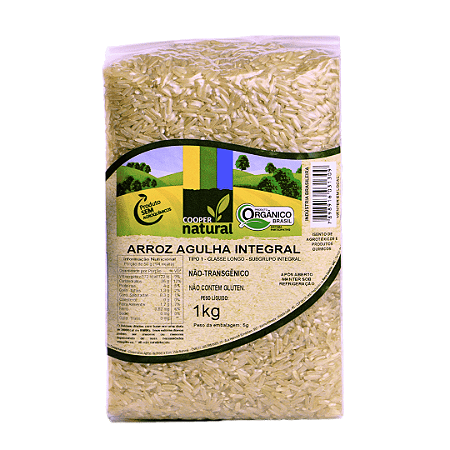 Arroz Agulhinha Integral Orgânico À Vácuo Coopernatural 1 kg