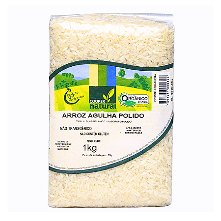 Arroz Agulhinha Polido Orgânico À Vácuo Coopernatural 1 kg