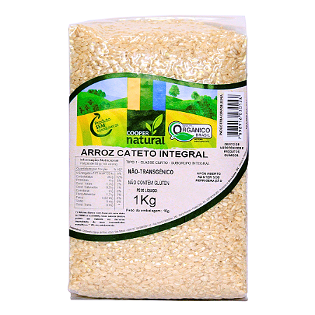 Arroz Cateto Integral Orgânico À Vácuo Coopernatural 1 kg