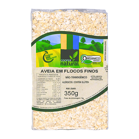 Aveia Em Flocos Finos Orgânica À Vácuo Coopernatural 350 g