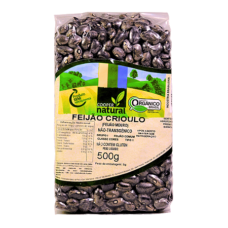 Feijão Crioulo (Mouro) Orgânico À Vácuo Coopernatural 500 g