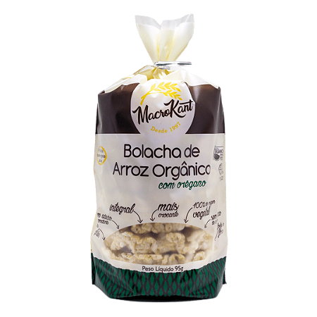Bolacha De Arroz Orgânico Com Orégano Macrokant 95 g