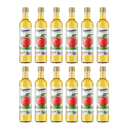 Kit 12 Vinagre De Maçã Orgânico Acidez 4,2% Organobío 500 ml