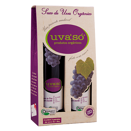 Maleta Presente Com 2 Un De Suco De Uva Bordô Integral Orgânico Uva'Só 1 L