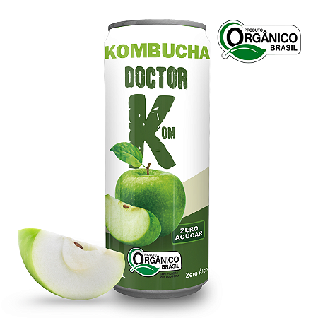 Kombucha Orgânica Zero Açúcar Doutor K Maçã Verde 350 ml
