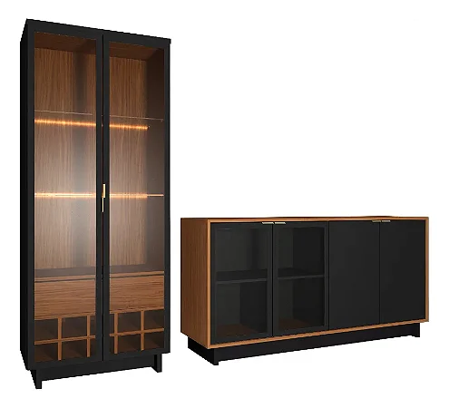 Conjunto Cristaleira C/led E Buffet Aparador