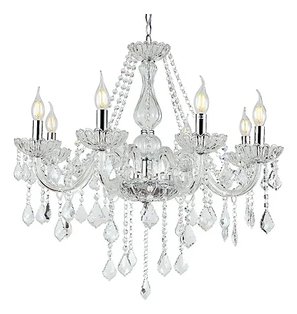 Lustre Candelabro Cristal Legitimo 8 Braços Inovartte