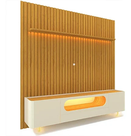 Rack Com Painel Ripado Tv Até 85 Polegadas 1 Gaveta 2 Gfwt