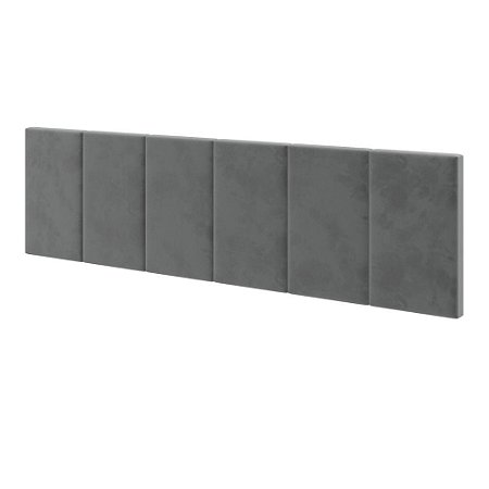Cabeceira Casal Suede Almofadada Conforto Cinza