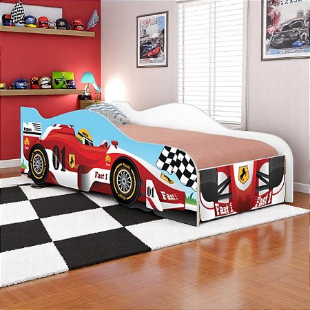 Cama Carro Corrida Fórmula 1 Kids Solteiro