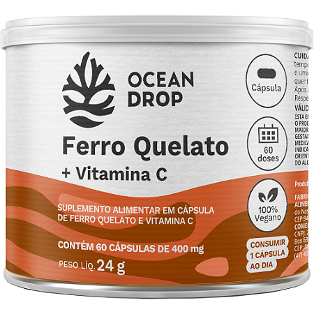 Ferro Quelato + vitamina C. 60 Capsulas 400mg