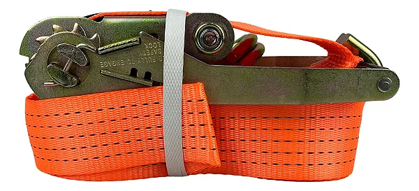 Kit Catraca + Cinta Amarração 5 Toneladas 9 Metros Rabicho Laranja