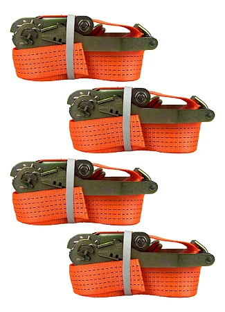 Cinta Catraca Caminhão Camionete Kit C/4 Laranja 5000kg 9m - Laranja
