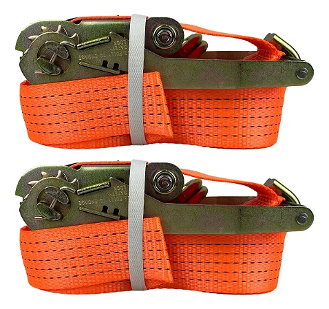 Par De Catraca + Cinta Amarração Carga 5 Ton 9 Metros Carga - Laranja