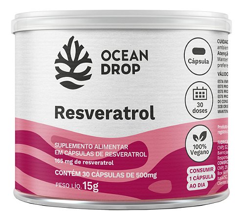 Resveratrol Composto Fenólico Bioativo 30 Cáp Ocean Drop