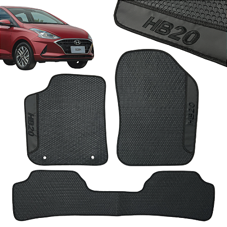 Tapete Automotivo HB20 2012 Até 2019 Personalizado 3 Peças All Black