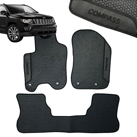 Tapete Automotivo Compass 2016 Á 2026 Personalizado 3 Peças All Black