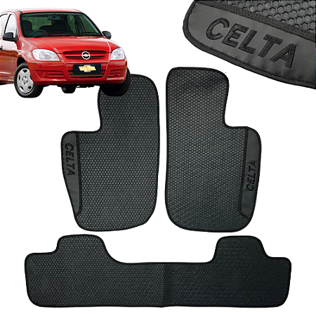 Tapete Automotivo Celta 2000 Até 2015 Personalizado 3 Peças All Black