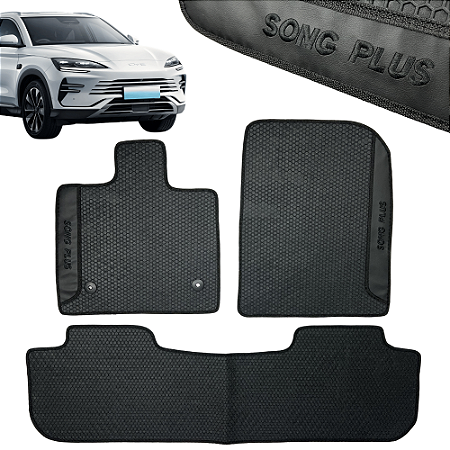 Jogo Tapete Automotivo BYD Song Plus Personalizado 3 Peças All Black