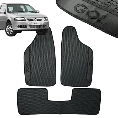Jogo de Tapete Automotivo Gol G2 G3 G4 Personalizado 3 Peças All Black