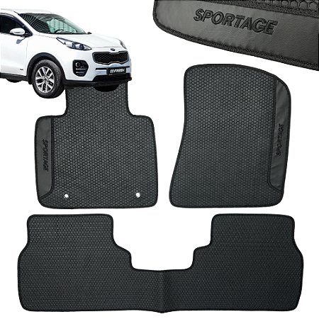 Tapete Automotivo Sportage 2016 A 2026 Personalizado 3 Peças All Black