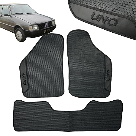 Tapete Automotivo Fiat Uno Até 2013 Personalizado 3 Peças All Black