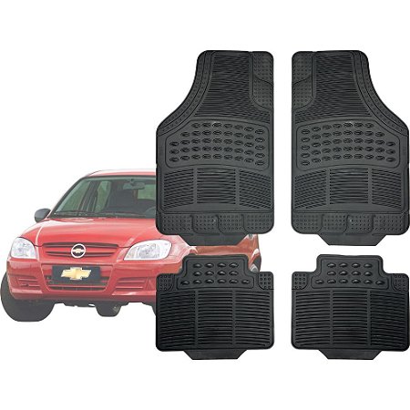 Tapete Automotivo Universal Preto 4 peças Borracha Celta 2000 Até 2015