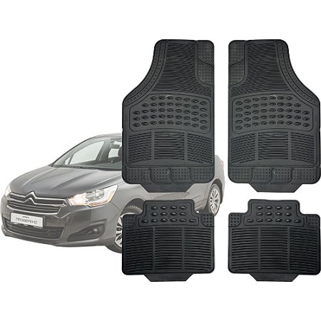 Tapete Automotivo Universal Preto 4 peças Borracha Citroen C4 Até 2024