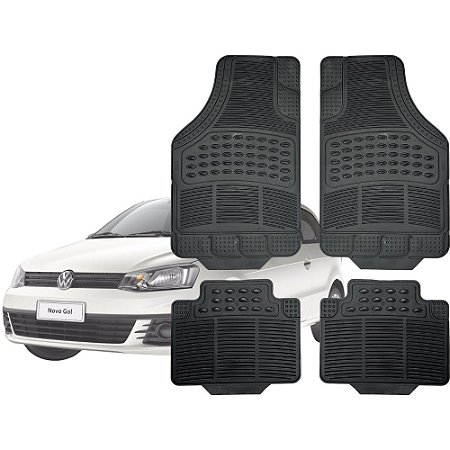 Tapete Automotivo Universal Preto 4 peças Borracha Gol G3 Até G7