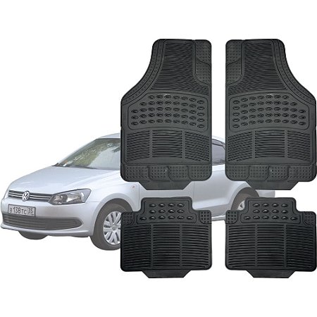 Tapete Automotivo Universal Preto 4 peças Borracha Polo Sedan Até 2014