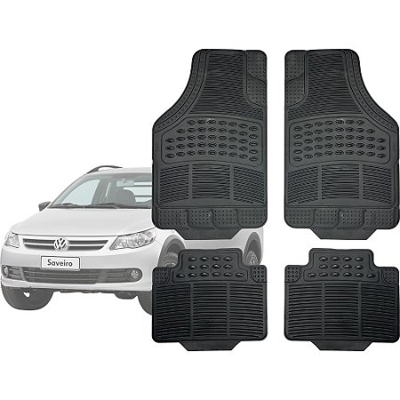 Tapete Automotivo Universal Preto 4 peças Borracha Saveiro 2010 Á 2026