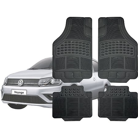 Tapete Automotivo Universal Preto 4 peças Borracha Voyage 2008 Á 2022