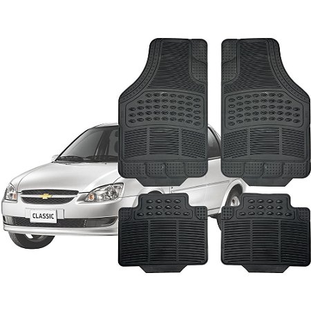 Tapete Automotivo Universal Preto 4 peças Borracha Classic 1996 Á 2013